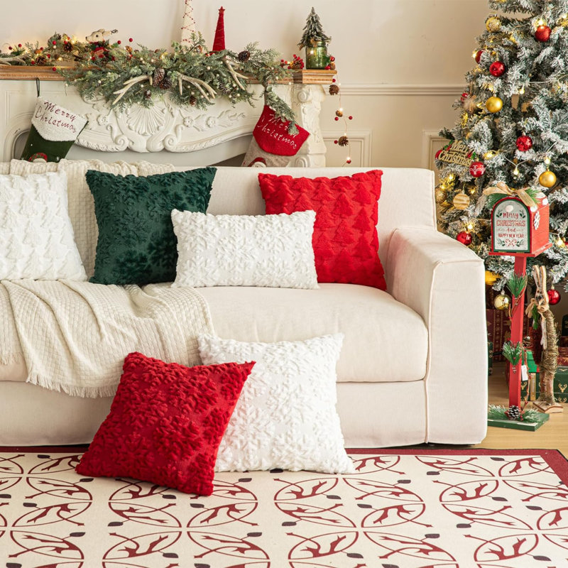 Housse de coussin géométrique en fausse fourrure
