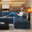 Boneless LoveSeat Cloud Modular Sectional Couch,78.7"W Corduroy Sofa with Ottoman,3-Piece No Assembly Required Boneless Couch-1812752065-1812752066