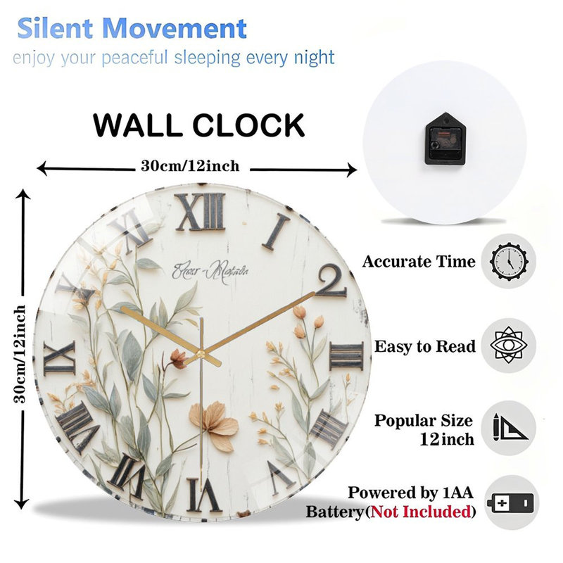 Horloge murale moderne en verre 12 po