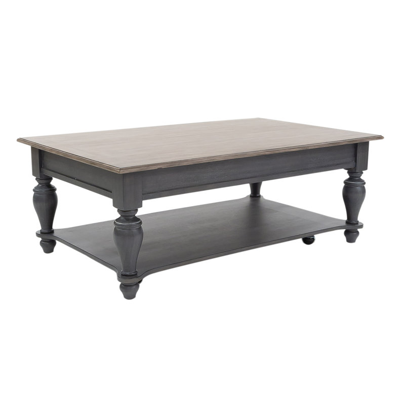 Quinta 48" W Solid Wood Cocktail Table with Casters, Gray