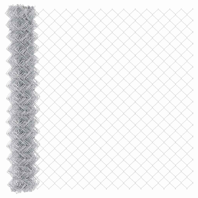 Vidaxl Chain Link Fence With Posts Steel, Silver, 160cm H x 1000cm W x 3.2cm D