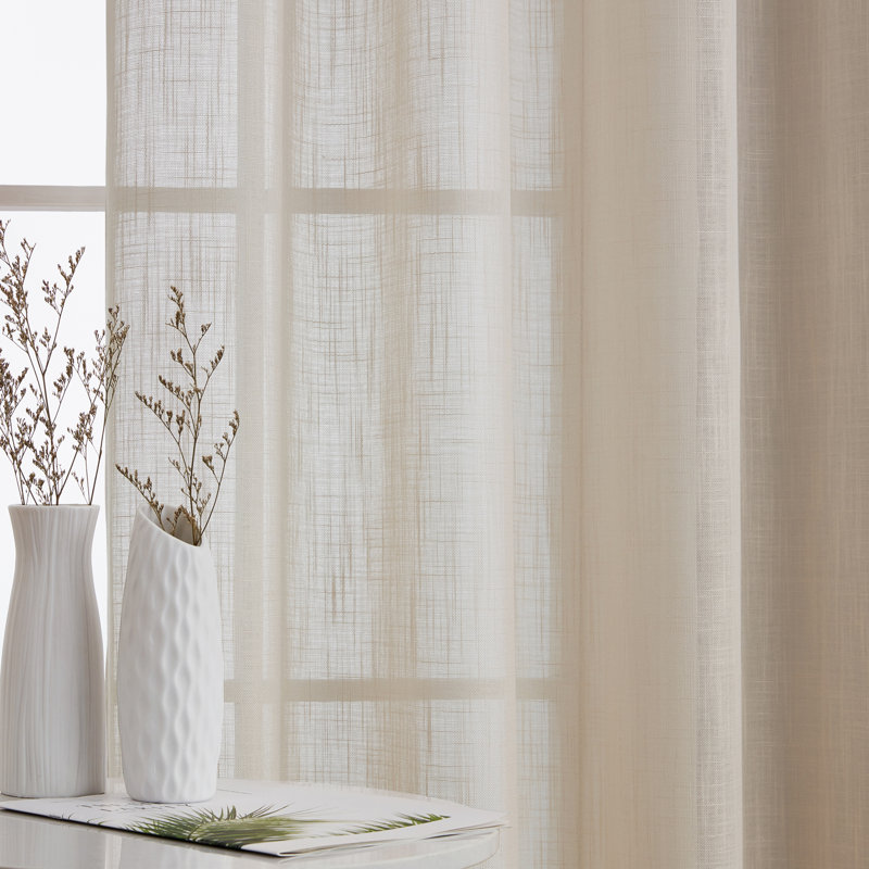 Aleksander Solid Color Tailored 54" Window Valance, Beige
