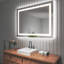 Miroir de salle de bain sans cadre à lumière DEL antibuée avec rétroéclairage et sans cadre-91383697