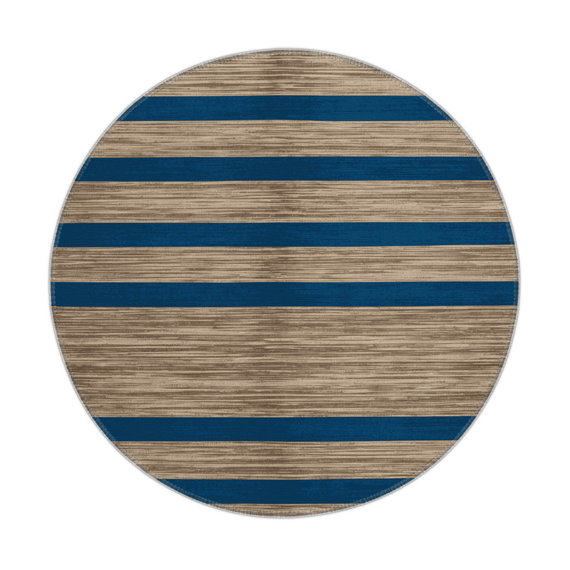Tapis intérieur / extérieur gris HorizontalStripes, Rond 5 pi