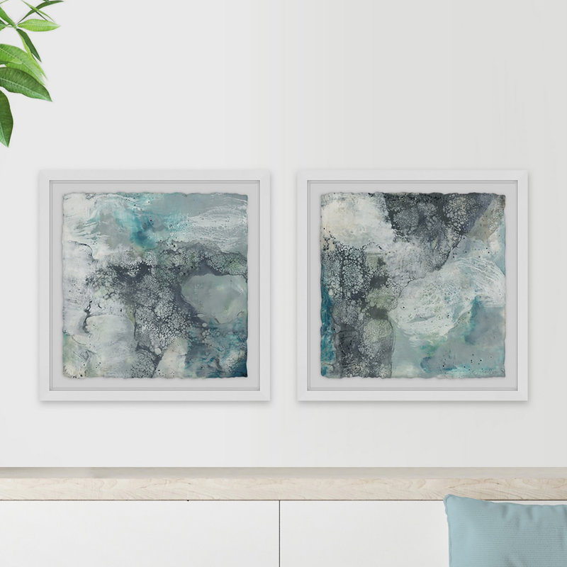 « cloudy marble diptych », reproduction de peinture à l’acrylique, H 12 po x l 12 po x P 1,5 po