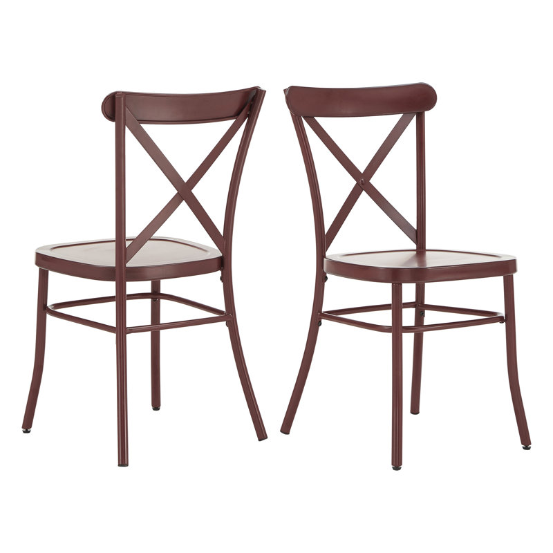 Aliha 18.51'' H Metal Side Chair, Antique Berry