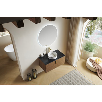 Floating Vanity with Vessel Sink