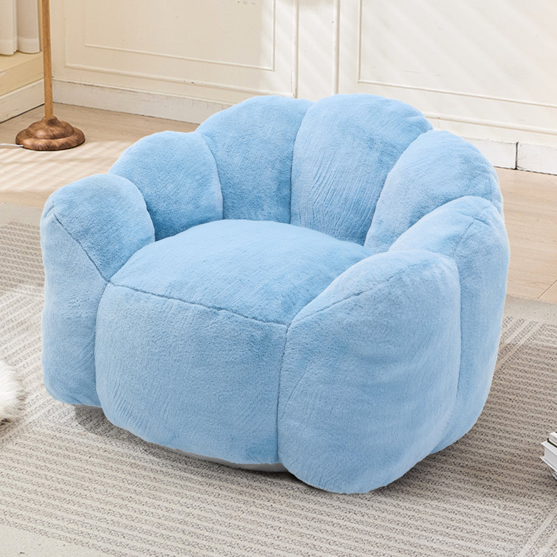 Fauteuil bleu pour adultes, anneau de traction pour la mobilité, fausse fourrure, conception antidérapante, mousse haute densité, fauteuil de détente pour salon et dortoir, tissu d'oreiller ergonomique, base, confort de chambre à coucher approprié