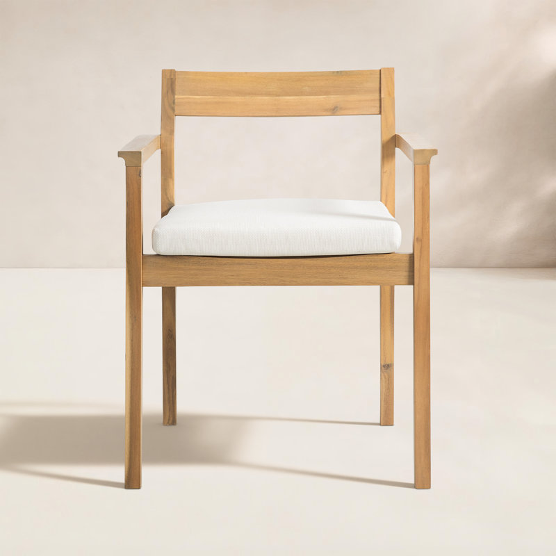 Chaise de patio en bois massif avec coussin Badgley (ensemble de 2)