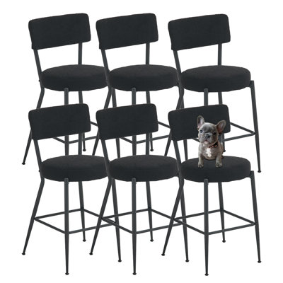 Ensemble de 6 tabourets de bar en tissu Modern Teddy