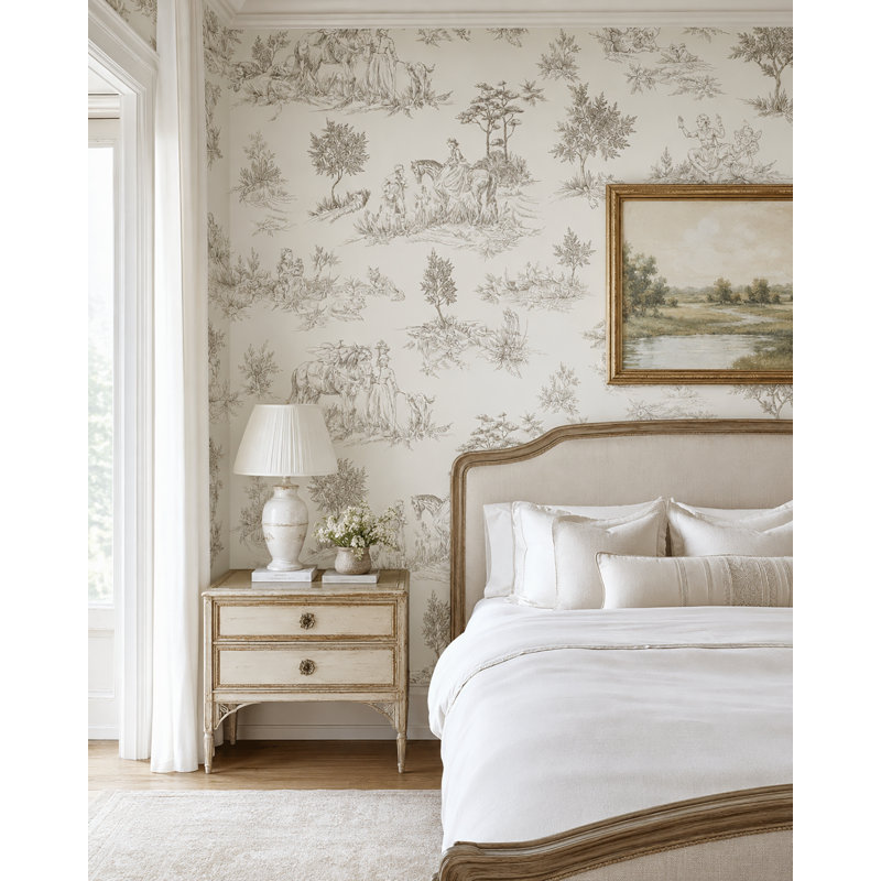 Swearingen De Jouy Stile 10'L x 24''W Peel and Stick Wallpaper Roll