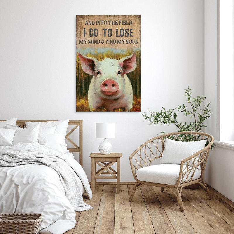 Cochon et champ - Rectangle 1 pièce Cochon et champ - 1 pièce, impression sur toile tendue sur toile tendue