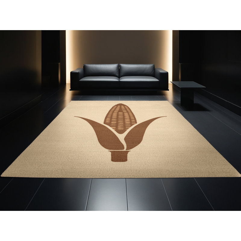 Tapis moelleux et moelleux à motif abstrait moderne et contemporain en grès beige beige, 8 x 10