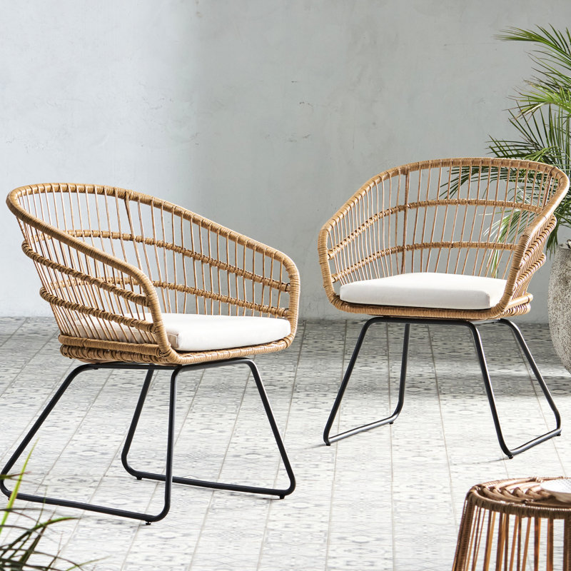 2 pièces de chaise d'extérieur brun avec expérience d'assise confortable - structure stable, l 23,19 po x P 24,92 po x H 31,08 po