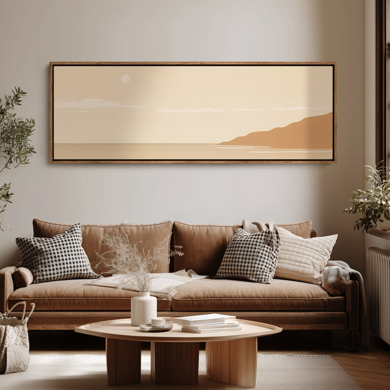 Très grand art mural rétro encadré pour art classique, H 20 po x l 60 po, Naturel