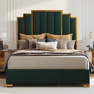Duncanville Upholstered Queen Platform Bed, Cream