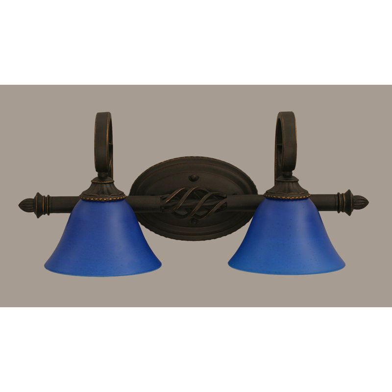 Eleganté 2 Light Bath Bar Shown In Dark Granite Finish With Glass, Blue Italian