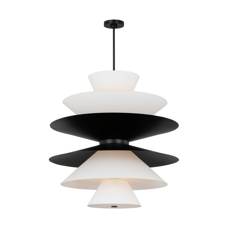 Aged Iron and Glass 16-Light Pendant with Black Cord