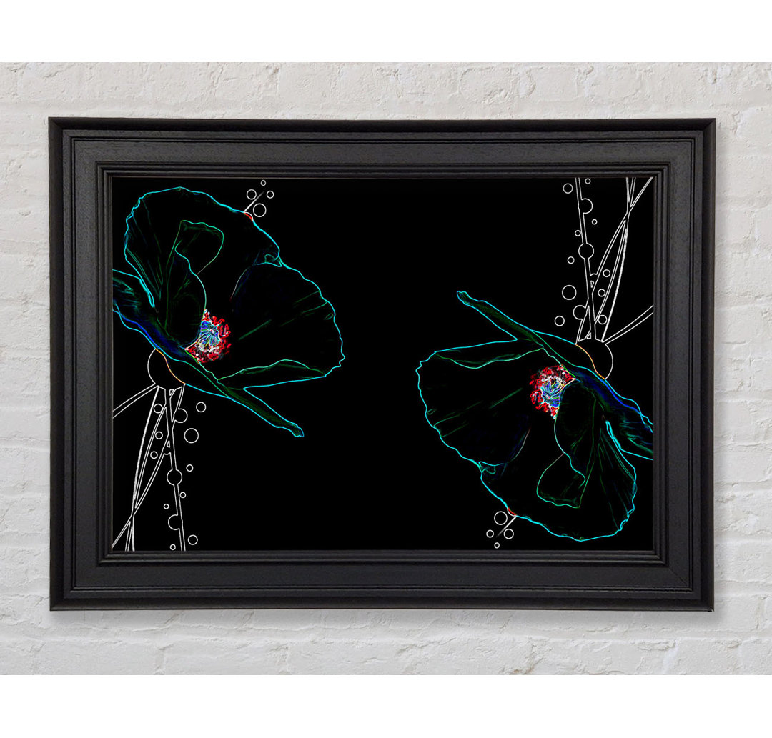 Abstrakt Neon Floral 09 Gerahmter Druck