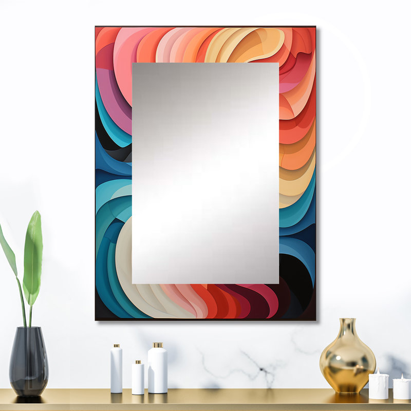Opt Art Chromatic Elixir VIII - Op Art Large Wall Mirror, Modern Decorative Mirror, Printed Metal Art, 32" x 24"