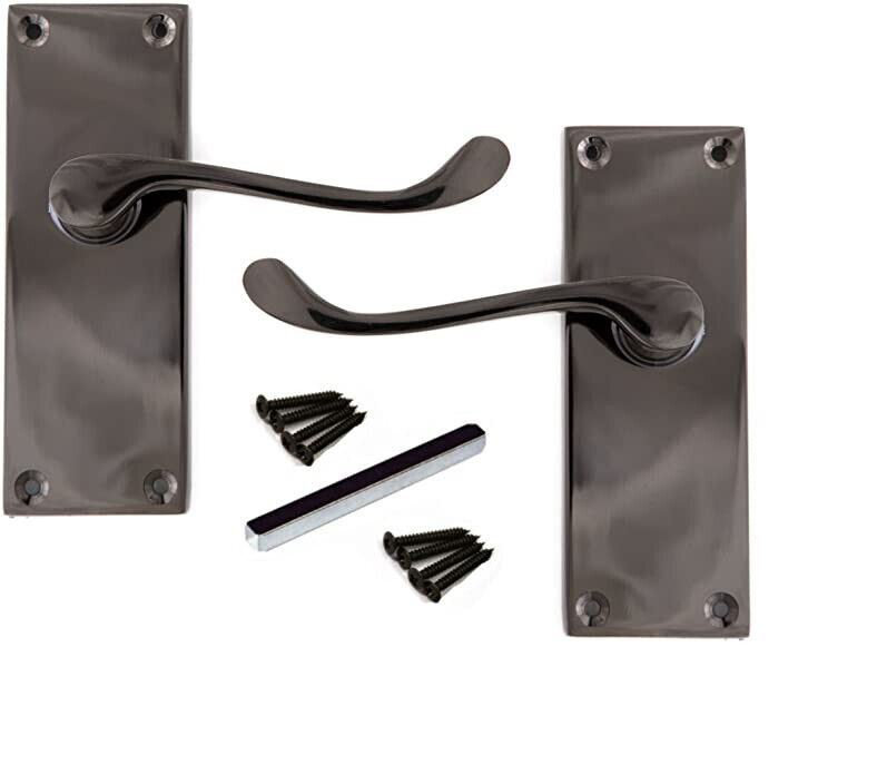 4 Pairs Victorian Scroll Door Handles - 150mm x 42mm, Installation Hardware