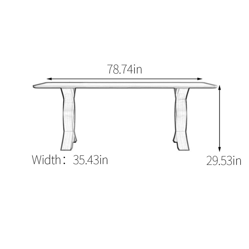 Table de salle à manger Minimalist, H 29,53 po x L 78,74 po x l 35,43 po, Blanc, Bois robuste
