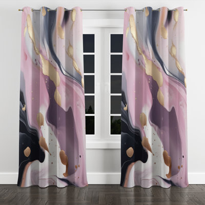 Averitt - Abstract Marble Grommet Curtain - Velvet Room Darkening - 1 panel