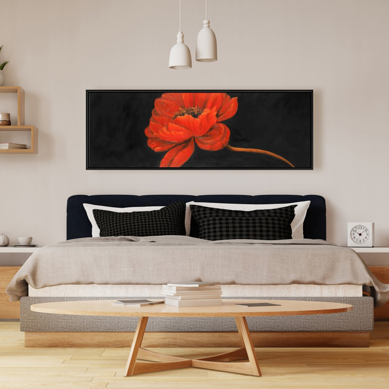 Toile à pétales rouges | Décoration florale contemporaine, H 17,25 po x l 49,25 po