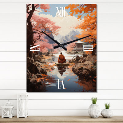 Horloge murale bouddhiste rose