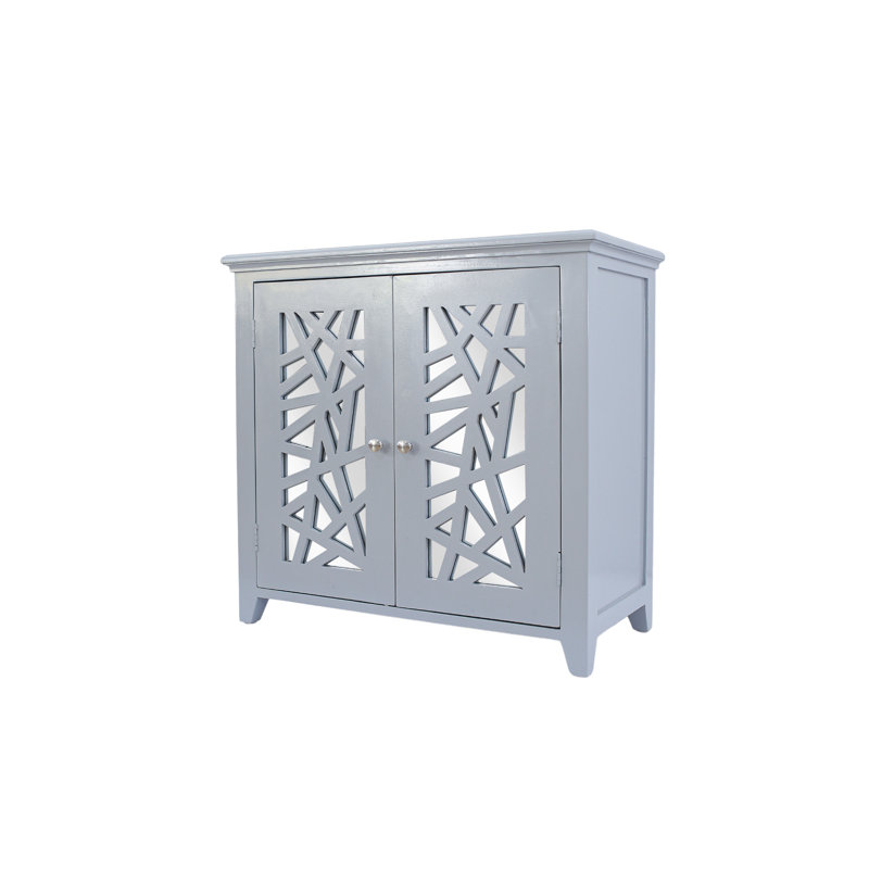 Larry Accent Solid Wood Cabinet W/ Mirror & Shelf Grey