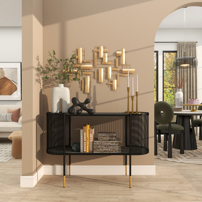 Metal 3D Stripe Geometric Home Gold Wall Decor