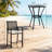 Modern Patio Bar Sets, Steel Rattan Compact 3 Piece Set For Entertaining