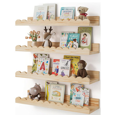 Tablettes flottantes, paquet de 4, bois