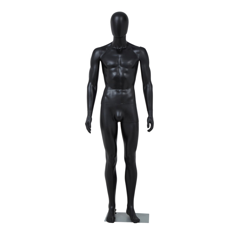 Kinbor Male Mannequin Full Body - 72.8 Inch Mannequin Stand with Metal Base, Faceless Male Mannequins Shirt Display Stand for Retail Clothes Shop Display, Adjustable & Detachable Maniqui, Black