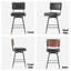 Ensemble de 2 tabourets de bar en similicuir noir et dossier en bois courbé, base en fer, pivotant-1438000875