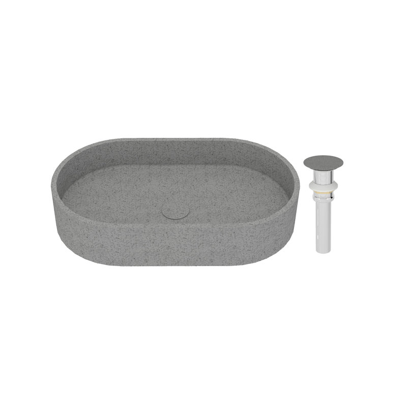 Lavabo de salle de bain vasque ovale en érable, Gris bleuâtre tacheté