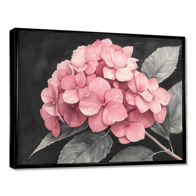 Hortensias avec une douce rose II - hydrangées, art mural