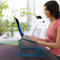 Bureau pour ordinateur portable avec supports pour tasse et tablette, table  d'escalier de lit pour ordinateur portable avec pieds pliables, support de
