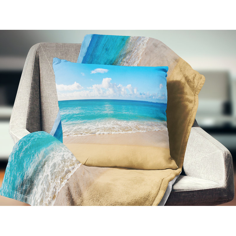 Coussin Calm Beach and Tropical Sea - Sea & Shore, 16 po x 1 po, Carré