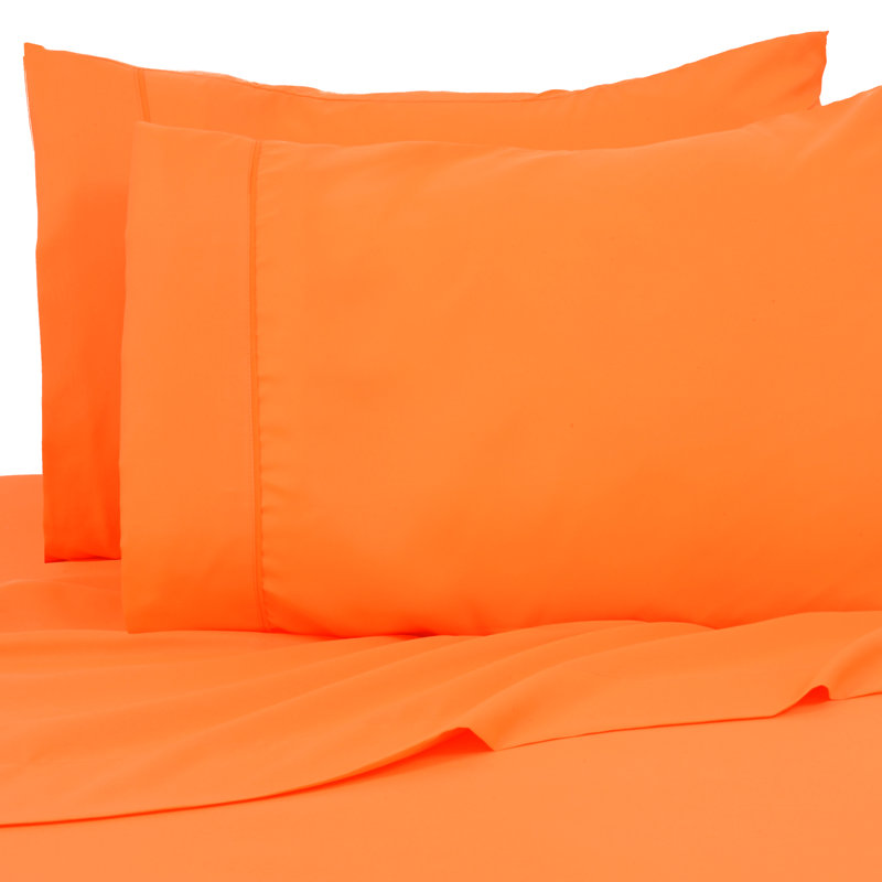 Ensemble de draps en micro-fibre, Ensemble de draps pour grand lit, Orange vif