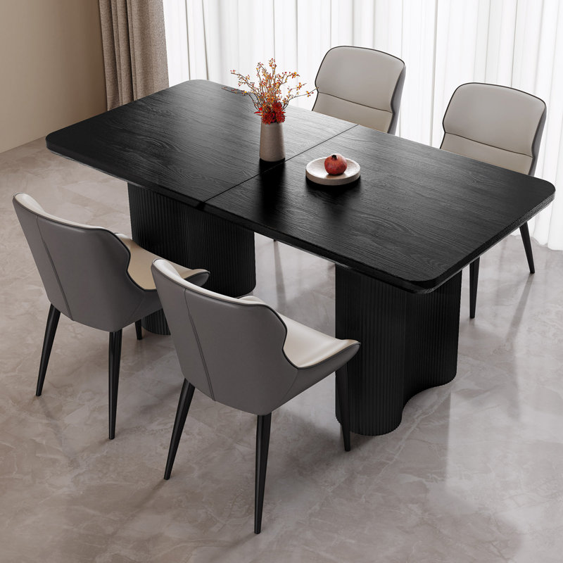 Abishan 62.99" Modern Rectangle Black Dining Table for Kitchen, Bar, Living Room, 30"H x 62.99"L x 32.67"W, Black