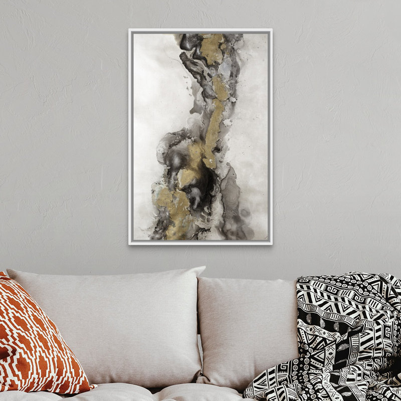 Or et perle de Jason Jarava - reproduction imprimée, Cadre flottant blanc, H 38 po x l 26 po x P 1,75 po