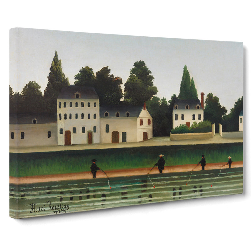 Landscape And Four Fisherman by Henri Rousseau - Wrapped Canvas Painting, 35cm H x 50cm W x 3cm D
