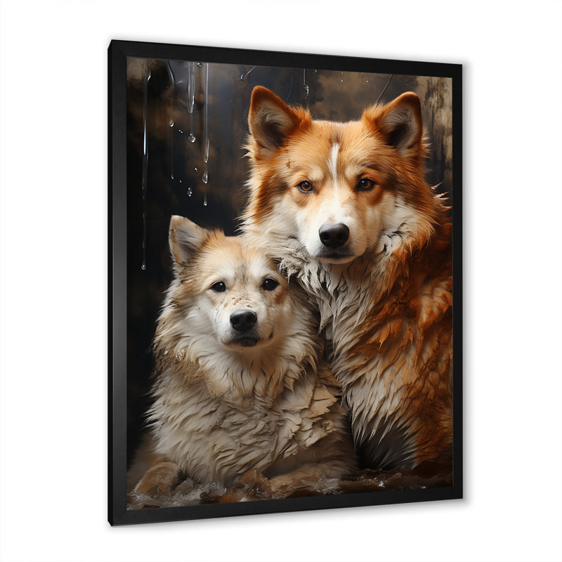 «Dog Akita Affection III», reproduction d'art mural, H 44 po x l 34 po x P 1,5 po, Cadre simple noir