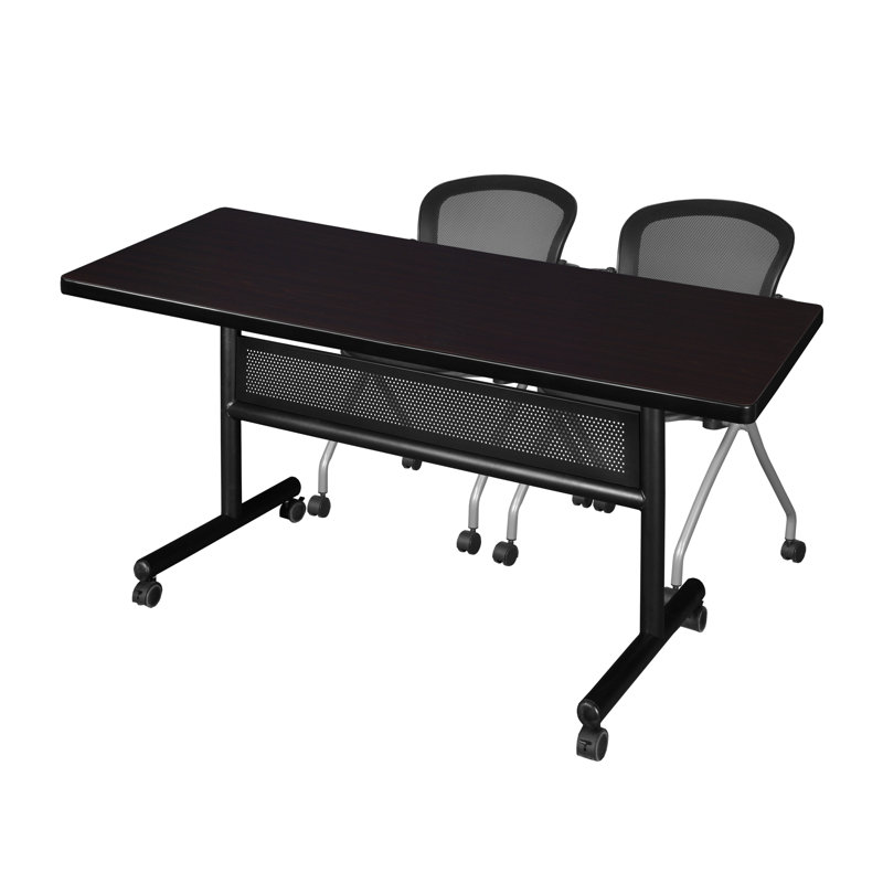 Regency Kobe Flip-Top Privacy Nesting Table, 2 Cadence Nesting Chairs, 29" H x 60" L x 30" W, Cherry, Black