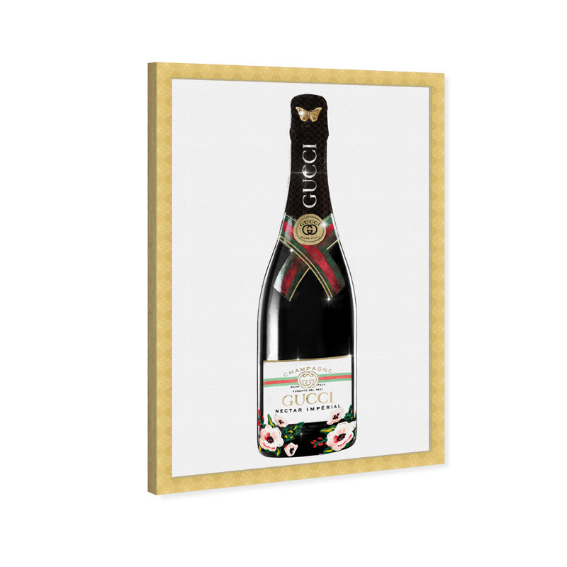 «Italian Mod Champagne - Floater Frame», impression, Papier avec cadre doré, H 36 po x l 24 po x P 1,75 po