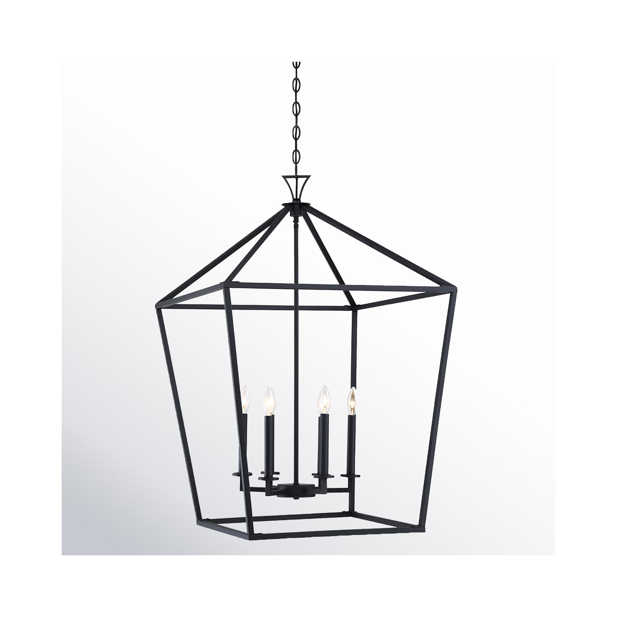Hastings 6 - Light Lantern Geometric Chandelier, Matte Black