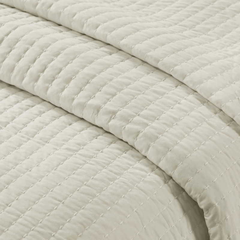 3 pièces de courtepointe crème double / grand - microfibre et coton, réversible pour une nuit de sommeil sereine douce, avec literie en coton