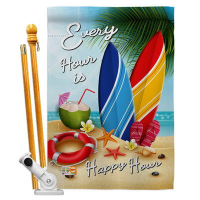 Beach chaque heure, impression en polyester vertical de 2 côtés 40 x 28 po ensemble de drapeau