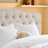 Tufted Upholstered Wingback Headboard, Solid Wood Head Board with Wood Legs, Adjustable Height Bed headboard from 47” to 63” Fabric Headboard in Modern Button Design, Beige-961802793-961802797